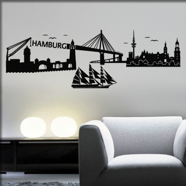 Wandtattoo Hamburg Skyline