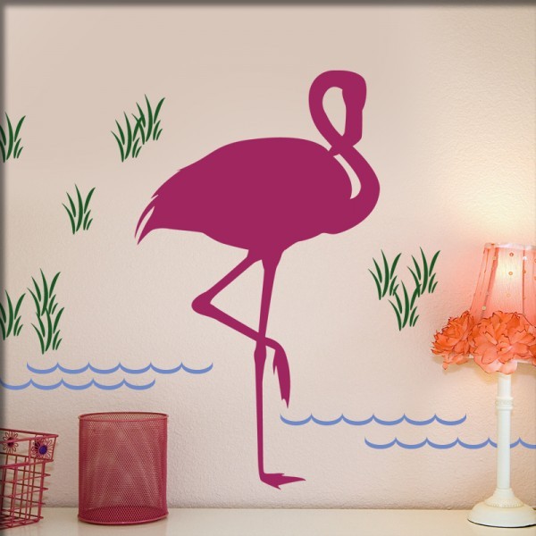 Wandtattoo Flamingo bunt