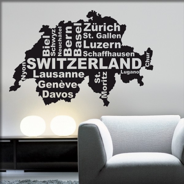 Wandtattoo Städtenamen Schweiz