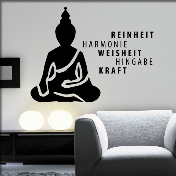 Wandaufkleber Sitting Buddha Budda mit Text www.wandartisten.ch