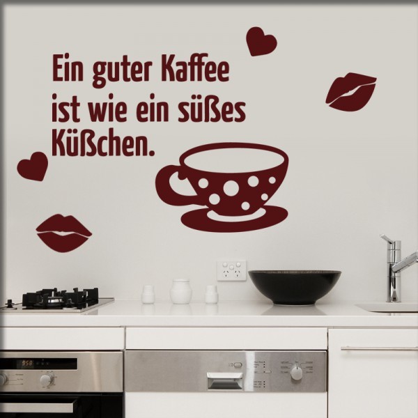 Wandtattoo Kaffee Kuss